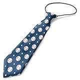 KAWAMOUSE Toddler Size ( Baseball Sport ) Pre-Tied Adjustable Novelty Necktie, Fashion Conversational Neck Strap Ties for Boys and Children, for Wedding Parties Events
