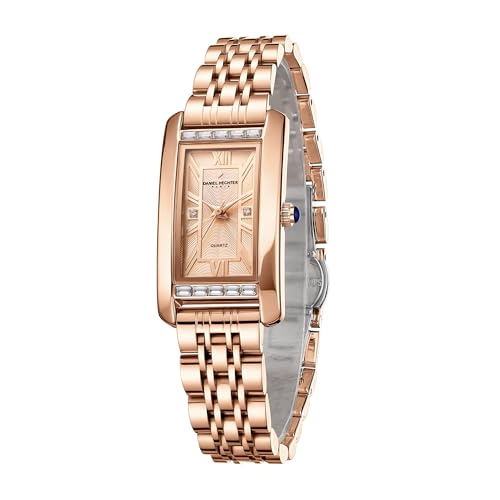 Image of Daniel Hechter Paris Solferino Collection Stylish Analog Watch for Women with Rectangular Dial, Roman Accents, Stainless Steel Strap & Water Resistant - DHW2010