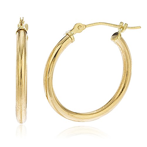 10k Yellow Gold 2mm Basic Pincatch Hoop Earrings in 12mm, 14mm, 16mm, 18mm, 25mm, 30mm and 50mm! (18.00, Hoop - 18mm)