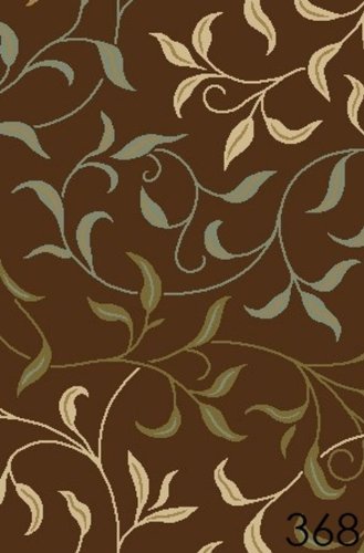 NEW Leafs Chocolate Floral Design Rubber backed non-slip Area Rug Carpet