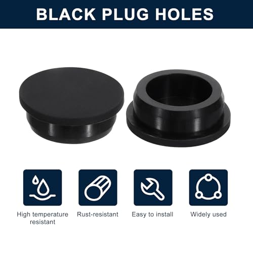 Image of uxcell 2 Pcs Black Plug Holes, Waterproof Rubber Button Plug for 40mm / 1.57 inch Hole
