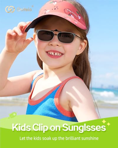 Goiteia Kids Clip on Sunglasses Polarised over Prescription Glasses for Boys Girls,Flip Up,UV400 Protection,Compact Fit - Image 3