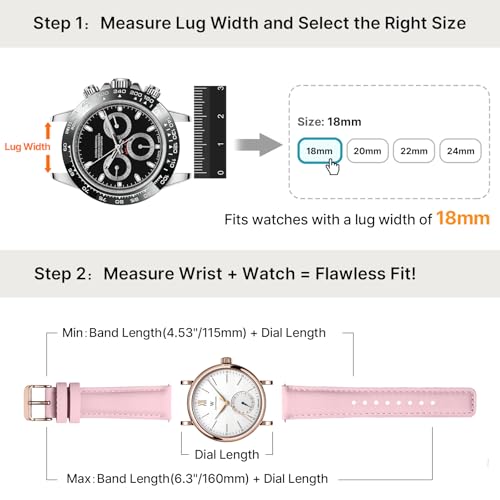 Image of Fullmosa 2 Pack 18mm Leather Watch Bands Quick Release Watch Strap for Men Women, Soft Replacement Strap Wristband with Stainless Steel Buckle,18mm White&Rose /Pink&Rose | 2 Pack Straps for Garmin Venu 3S /2S /4(41mm), Vivoactive 4S, Vivomove 3S, Forerunner 265S /255S, White+Pink /Rose+Rose