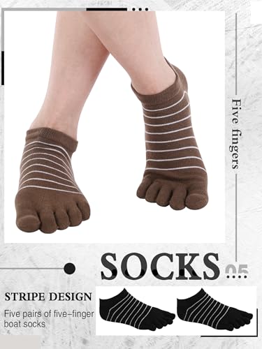 Image of Sintege 5 Pairs Stripe Toe Socks Women Colorful Finger Sock with Toes Separated Ankle Socks for Athletic Running Women Men