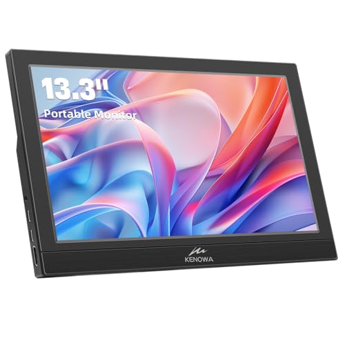 Kenowa 13.3 Zoll USB-C Tragbarer Monitor mit Dual Type-C/HDMI IPS-Bildschirm FHD 1920x1080 LCD Externe Monitor für Windows 7 8 10 OS PS3 PS4 Xbox Mac Raspberry Pi B Computer Laptop