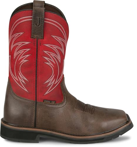 Justin Apprentice 11" Steel Toe Work Boots for Men, Durable Leather, Slip-Resistant Sole, Comfortable Fit, Ideal for Heavy-Duty Jobs2