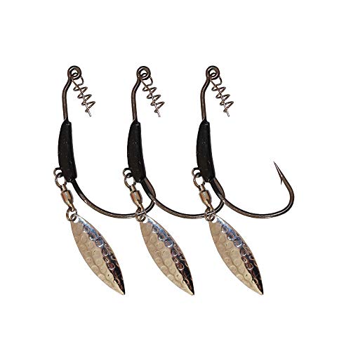 Weighted Hook with Twist Lock Silver or Gold Spin Superline Spring Hook Swim Bait 3pcs/Pack 3g 5.5g 9g (0.11oz(3g)-3pcs)
