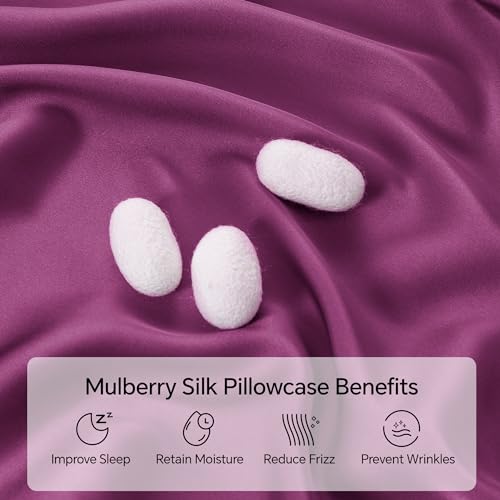 Image of INFIIXSO Mulberry Silk Pillowcase for Hair and Skin, Silk Pillow Cases Queen Size Set of 2 with Hidden Zipper 20x30 Inches, Ultra Smooth and Soft Cooling Pillow Cases for Hot Sleepers(Purple, 2 Pack)