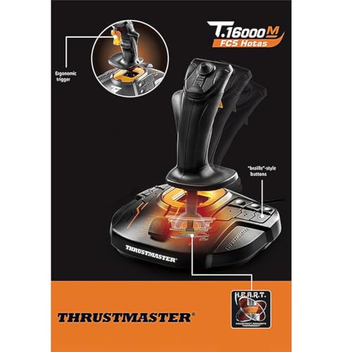 Image of Thrustmaster T16000M FCS - Precision Combat Flight Sim Joystick - PC | Drift-free H.E.A.R.T sensors, 16 programable buttons, 8-way hat switch, 4 axes, twist rudder, integrated throttle