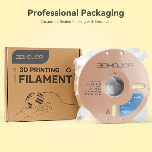 Image of 3DHoJor Matte PLA Filament 1.75mm, Upgrade 1kg Cardboard Spool PLA Filament 1.75 PLA 3D Printing Filament, Print with Most 3D Printers Using 3D Filament-Almond Yellow