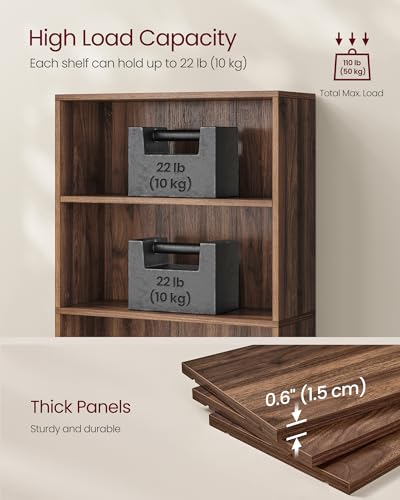 Image of VASAGLE CUSTOS Collection - Bookshelf, 4-Tier Bookcase, Book Shelf, Open Storage Shelf, 9.4 x 23.6 x 42.4 Inches, for Living Room, Home Office, Dining Room, Natural Walnut ULBC164K01