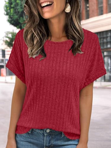 Image of AUTOMET Womens Short Sleeve Tops Fall Shirts 2026 Lightweight Sweater | Dressy Casual Blouse, Fashion Summer Clothing, Cute Spring Outfits, Business Work Tunic, Trend Boho