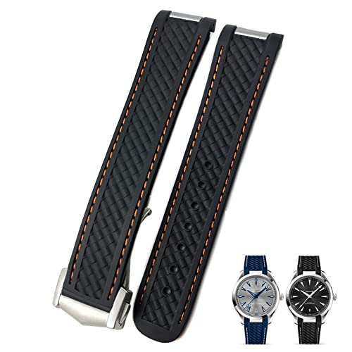 Bracelet montre courbe caoutchouc 20mm Omega AT150 évite la sueur boucle or