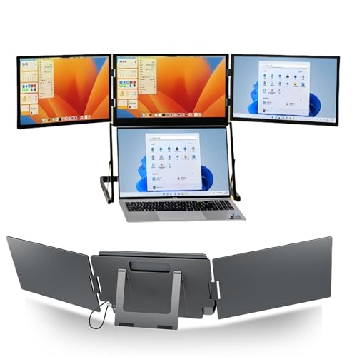Image of Upgraded 3rd Triple Aero 15.6 Pro Max 3 Screen Monitor, 15.6 inch Fhd 3 Screen Display with USB-C HDMI, Laptop Multi-Screen Extender,Triple Portable Mon