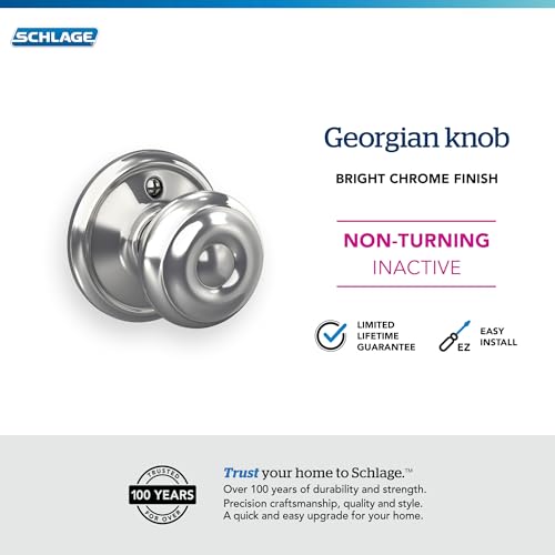 Image of SCHLAGE Knob Non-Turning Lock, Satin Nickel (F170 BWE 619)