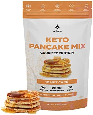 Aviate Keto Pancake & Waffle Mix - 1g Net Carb - Sugar-Free & Gluten-Free - Delicious Fluffy Keto-Friendly Breakfast Pancakes - Made with Low Carb Lupini Flour (8.8 OZ) (Pack of 1)