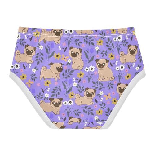 Wusikd Pugs Girls' Underwear Cotton Flowers Girls Briefs Soft Toddler Underwear 2T2