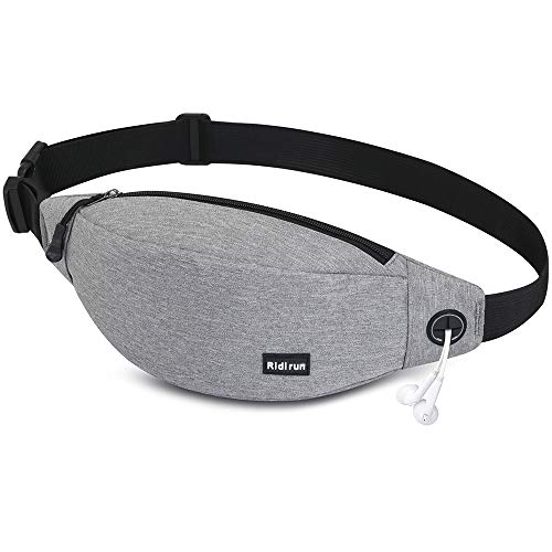 Resistente al Agua riñonera Bolsa de Cintura 4 Bolsillos con Cremallera Bolsa riñonera de Viaje Senderismo al Aire Libre Deporte Vacaciones Dinero Bolsa de Cadera Paquete (Gris)