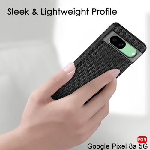 Image of TheGiftKart Back Cover Case for Google Pixel 8A | Slim & Lightweight | Ultra-Premium Design | Camera Protection Bump | Fabric Texture Case Cover (PC & TPU, Black)