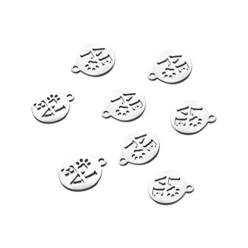 Danlingjewelry 20 Pcs 304 Stainless Steel Love Words Charms With Animal Bear Cat Dog Paw Print Charms Pendant For Jewelry Making #TOP7