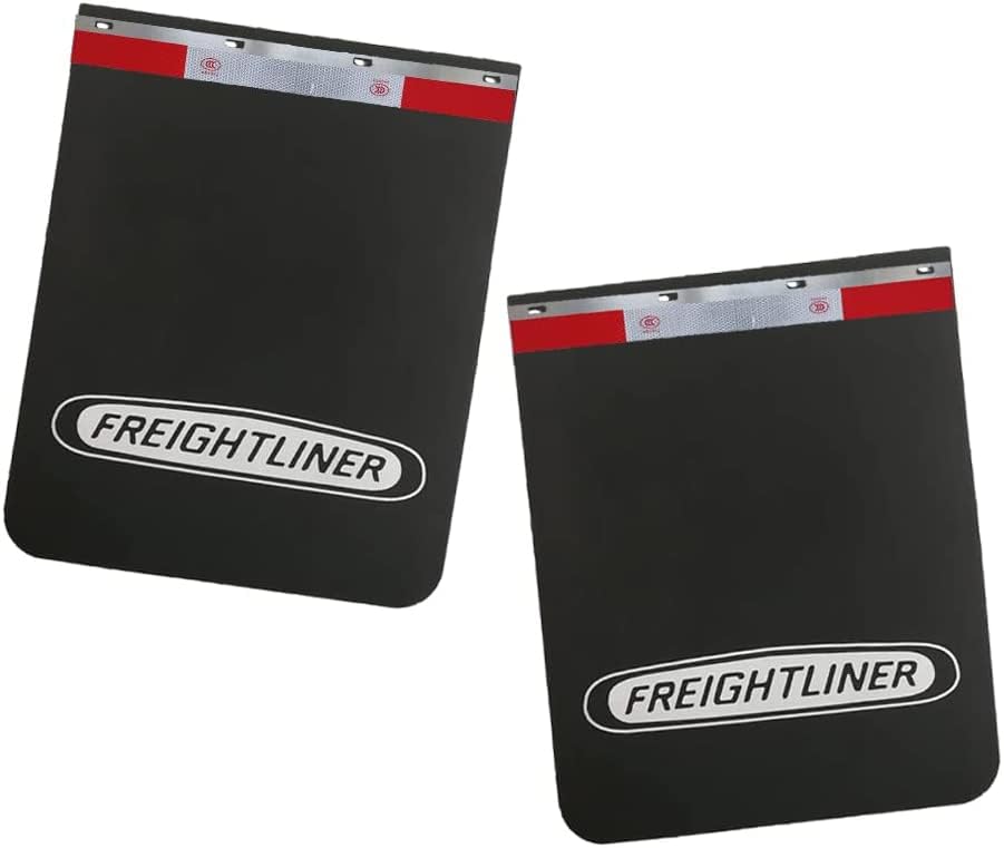 24" x30“ Mud Flaps and 24" x3“ Mudflap Reflector Strips for Trailer Truck Semi-Truck ，Heavy Duty Anti-Splash Black Mudguards (24" x30“)