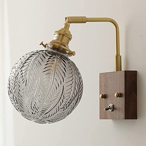 Lámpara de latón y cristal esférico de diseño japonés retro con casquillo E27