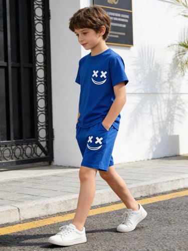 Image of Boys Clothes Size 6-12 Years Short Sleeve T-Shirt & Shorts Set Casual Spring Summer Outfits