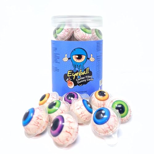 CandiExotics 3D Bursting Eyeball Jelly | Eye | Ball | Center Filled Gummy | Spooky Halloween Jelly Balls | 30 Pcs, 330 gm Jar