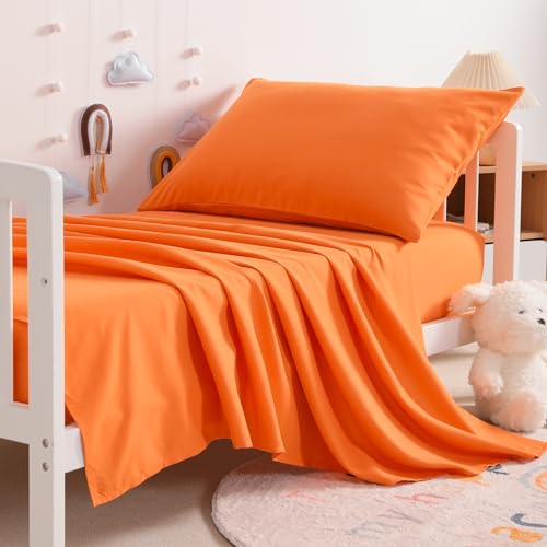 NTBAY Toddler Microfiber Sheet Set, 3 Piece, Orange