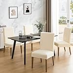 MOSAYT 100% Waterproof Dining Room Chair Covers Set of 4, Super Fit Stretch Jacquard Parson Chairs Slipcovers Removable Washable Chair Seat Protectors for Home, Kitchen, Banquet (Beige) - Image 2