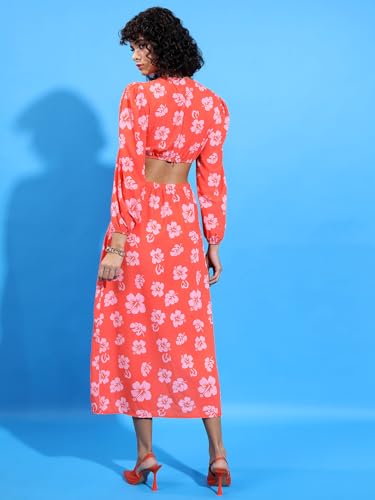Image of Tokyo Talkies Women's Long Sleeves V-Neck Printed Dresses | Stylish Dresses | Casual Dresses