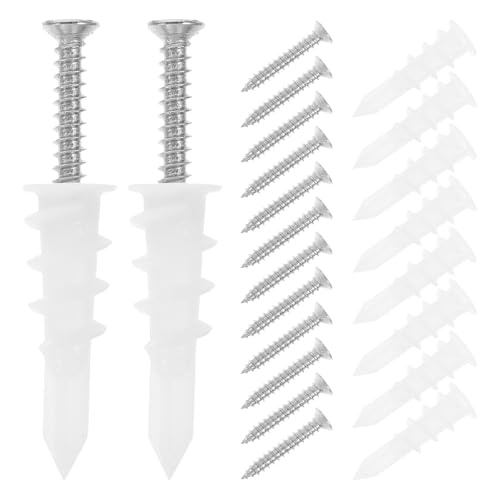 OATIPHO 50pcs Drywall Anchors and Screws Kit with Plastic Expansion Plugs and Stainless Steel Screws 10x32mm Heavy Duty Wall Anchors for Mounting and Hanging in Dry Wall