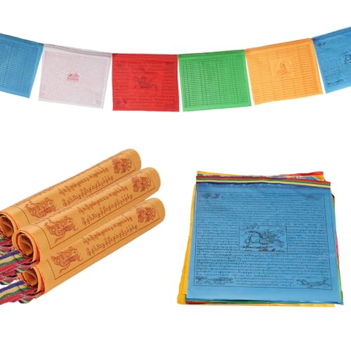 Plus Tard Tibet Buddhist Prayer Flags 9.5x11 Inch Colorful 80 Flags (4 Rolls of 20pcs) Indoor/Outdoor