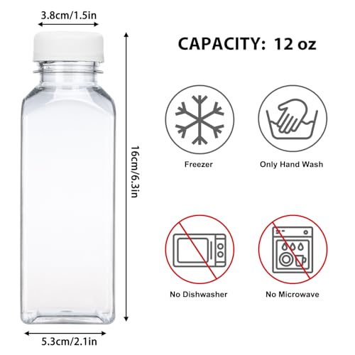 Moretoes 12oz Juice Bottles, 10pcs Plastic Juice Bottles with Caps for Juicing Milkshake Tea and Other Beverages - Image 3