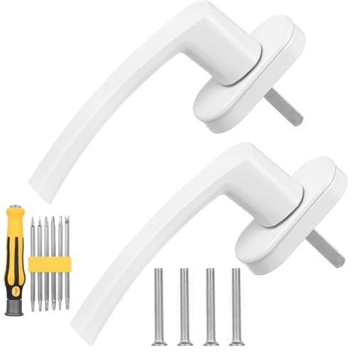 Zhujiehigh 2 Stück fenstergriffe weiß, Aluminium Fenstergriffe Außen Innen, Fenster Griffe Weiss, Balkontürgriff, Türgriffe für Fensterschloss Balkontüren Terrassentür Sicherung