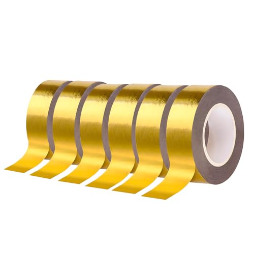 LURVOUS 6 Rouleaux Ruban Adhésif Décoratif, Washi Tape Doré Bande Dorée Ruban de Masquage Rubans de Scrapbooking, Bandes de Paillettes Dorées pour DIY,...