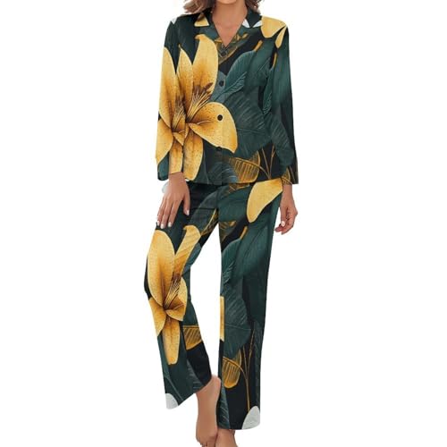 Ensembles deux pièces pyjama femme chic au fini rétro brillant unique