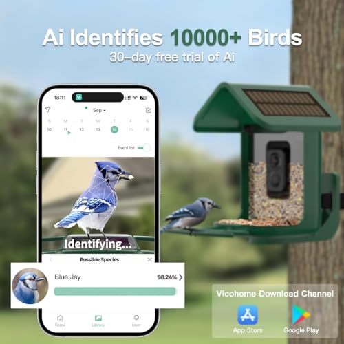 Bird Feeder with Camera Solar Powered : Smart Camera Bird Feeder 2K Live Feed Cam for Backyard - AI Identify Auto Capture Videos Pictures, Gifts for Birdlover Mom Dad, 2.4GHz WiFi - Image 6