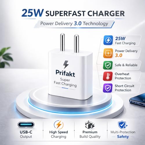 Image of 25W Charger for Samsung Galaxy S24 fe with Type-C to C Cable | Super Fast Charging PD Adapter for Galaxy S26 /S25 Ultra, S24 FE, M17e /A36 /A16, M15 /M17 /M55 5G, F17 /F70e /Z Fold & S /A /M /F /Z Series Phones