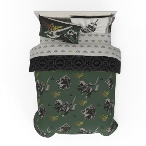 Legend of Zelda Gaming Bedding Set 7 Piece Super Soft Reversible Comforter and Sheet Set with Sham Full (Officially Licensed Product) by Franco Collectibles
