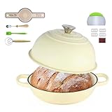 Olla Holandesa de Hierro Fundido esmaltado de 6 Cuartos con Tapa y Utensilios para Hornear, Antiadherente, para Hornear Pan de Masa Madre, Asar y guisar sopas.