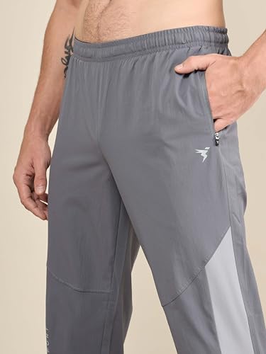 Image of TECHNOSPORT Men's Colorblock Slim Fit Sports Joggers TECHNOLITE Lightweight Active Track Pants Quick Dry Stretch Gym Running Training Fitness Activewear