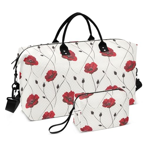 senya Weekender Bags Travel Duffel Gym Bag Poppies Flowers Carry on Overnight Tote Bag with Toiletry Bag for Airplane Travel Trip Gym Yoga, g366828065p1006c1071s2442