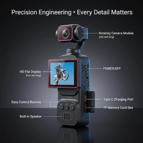 Image of Display Series HD Rotating Handheld Action Camera with 2.78 Inch Display for Vlogs Sports and Action Camera Black