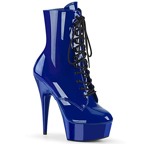 Pleaser Damen DELIGHT-1020 Plateau High Heels Stiefelette Lack Royal Blau...
