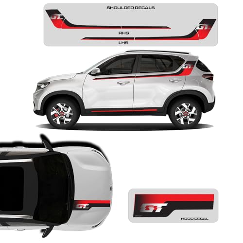 Image of GT Edition Decal Made for Kia Sonet | Colour - Glacier Pearl White | Size - 30.5 x 7 cm