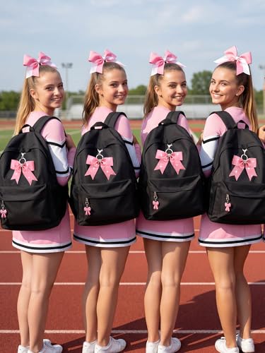 Image of Tondiamo Cheer Bow Keychain Cheer Keychain with Rhinestones Cheerleader Keyrings for Team Gift Cheerleading Sports Accessory