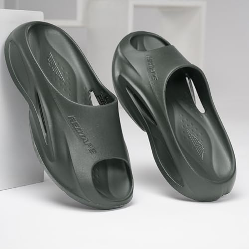 Image of Red Tape Mens Sliders in Green | Casual Pool Sliders