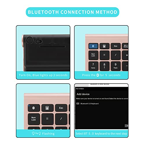 Gugxiom Bluetooth-Nummernblock, 22 Tasten, Tragbarer Mini-Zahlenblock für die Finanzbuchhaltung, Bluetooth 5.0 10-Tasten-Zahlenblock für Laptop/Desktop/PC/Notebook(Roségold)
