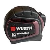 Würth Taschenbandmaß Metermaß Bandmaß 3,0m Maßband im Kunststoffgehäuse mit Gürtelclip und Endhaken EG-Genauigkeitsklasse II 071464566